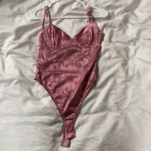 Pink print bustier bodysuit